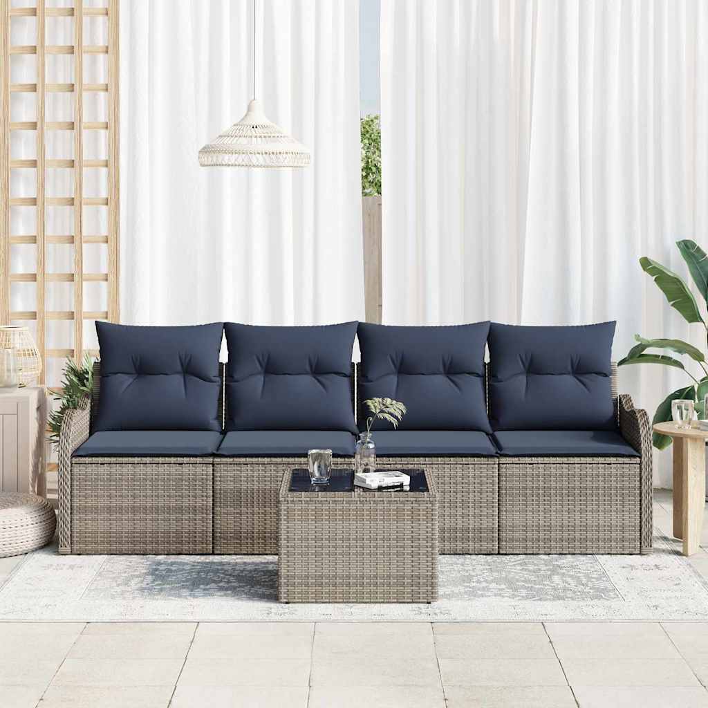 Havesofa Sæt 5 stk. Grå polyrattan
