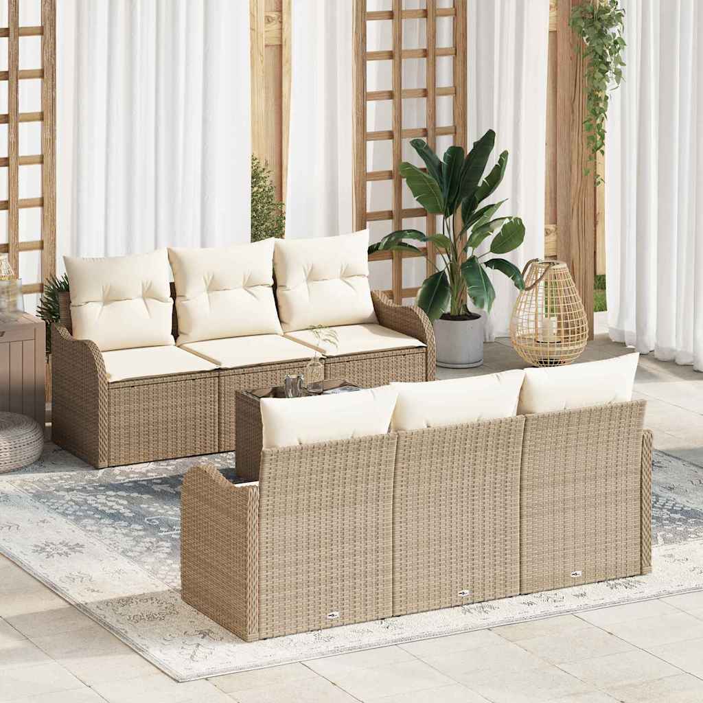 Havesofa Sæt 7 stk. Beige polyrattan