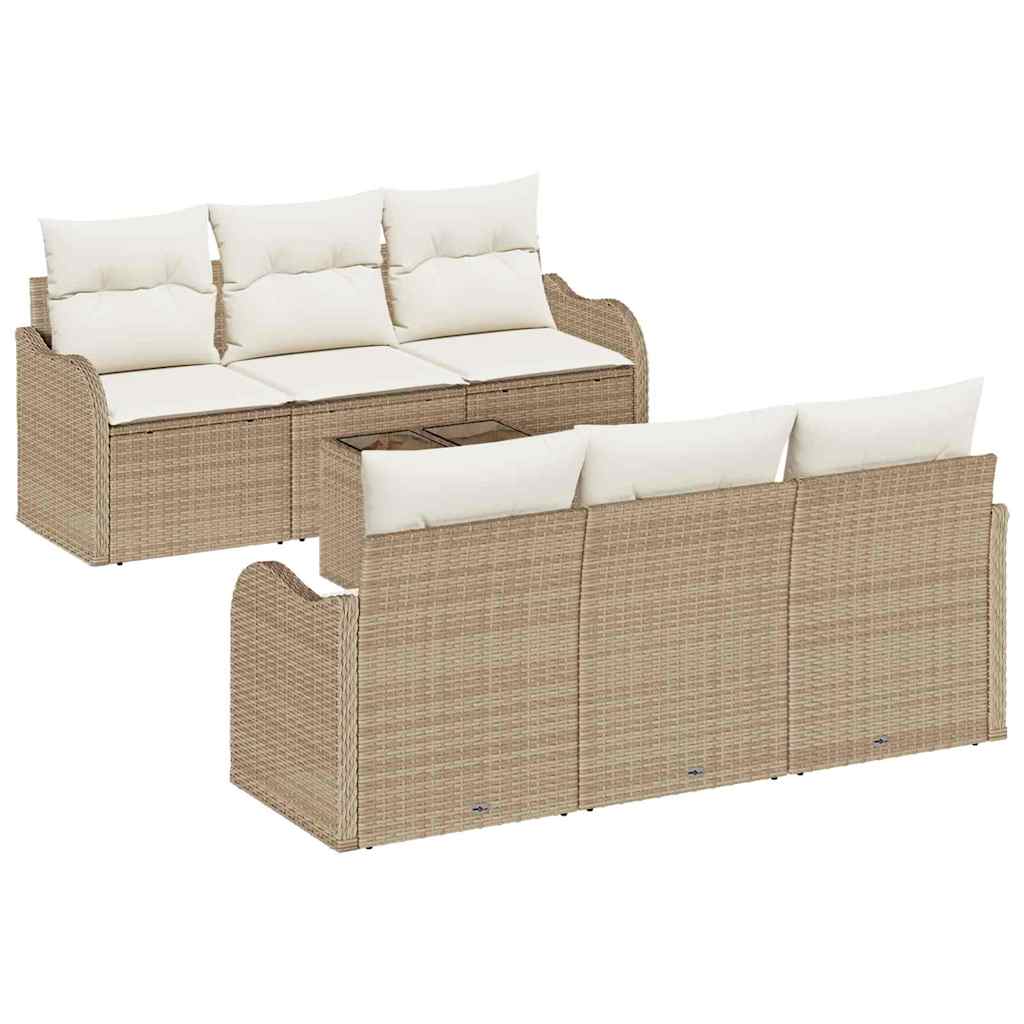 Havesofa Sæt 7 stk. Beige polyrattan