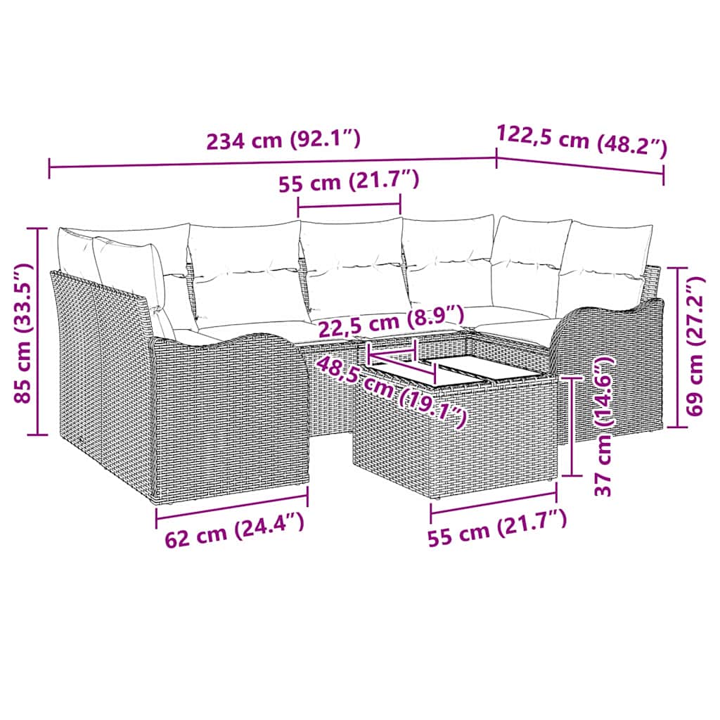 Havesofa Sæt Beige 55 x 55 x 37 cm polyrattan