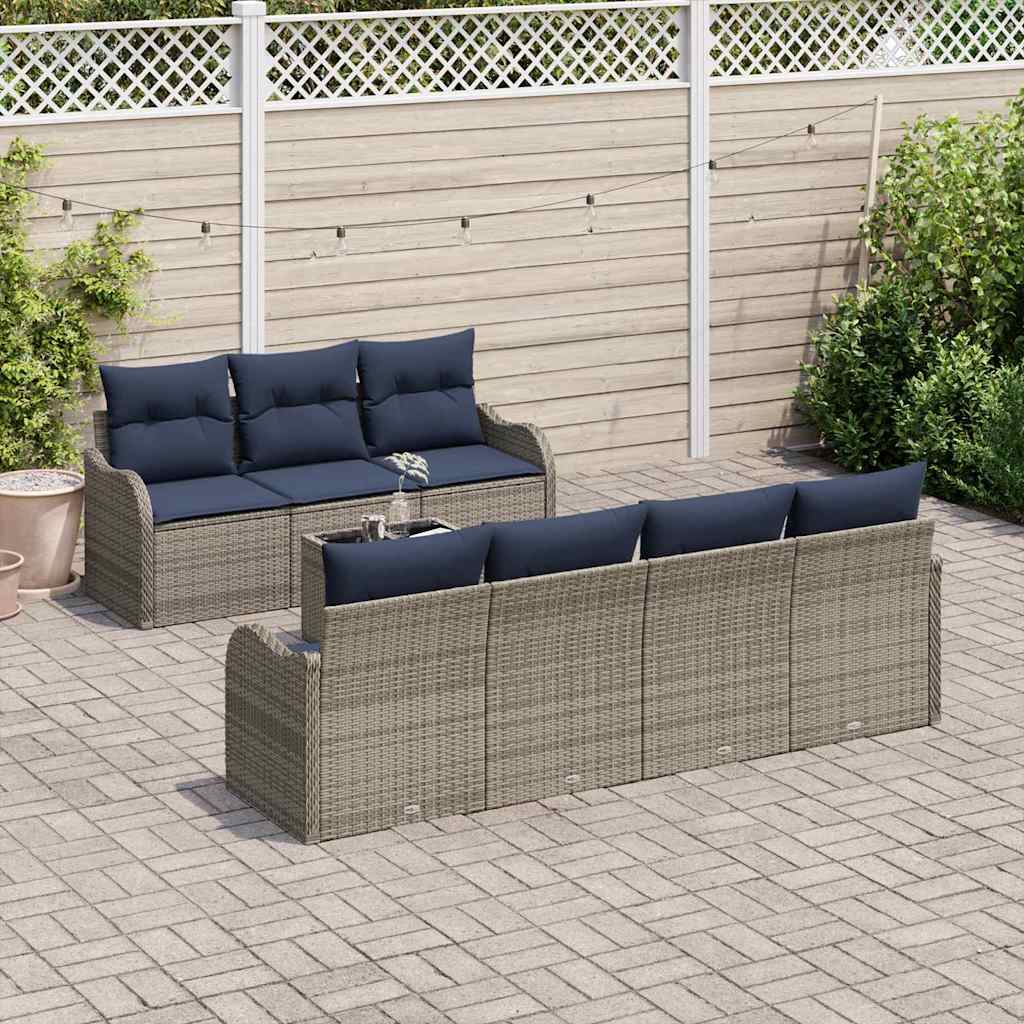 Sofa Sæt 8 stk. 7-Antal sæder Grå polyrattan