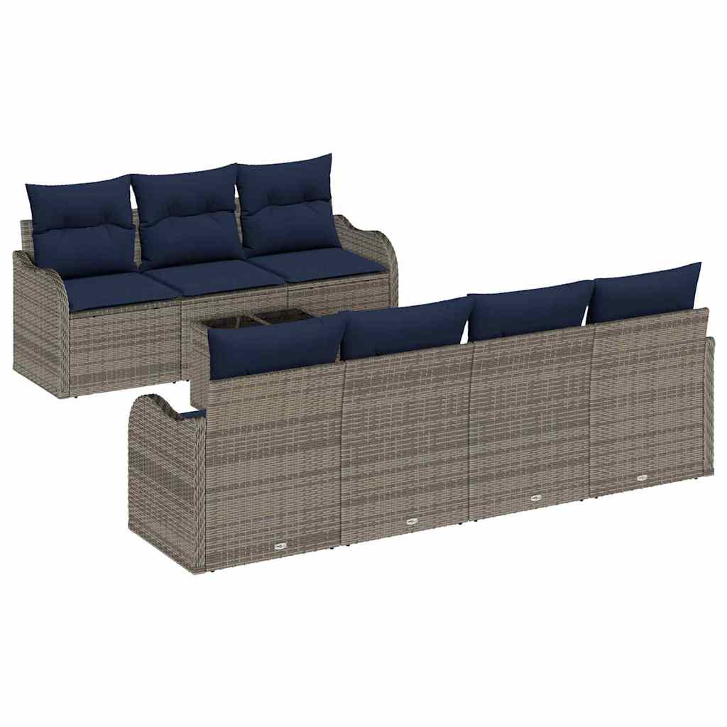 Sofa Sæt 8 stk. 7-Antal sæder Grå polyrattan