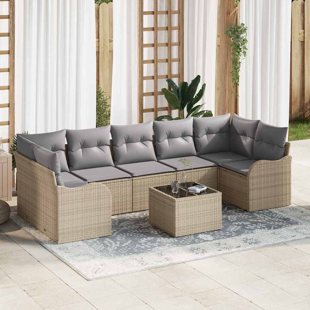 Havesofa Sæt 8 stk. 7-Antal sæder Beige polyrattan