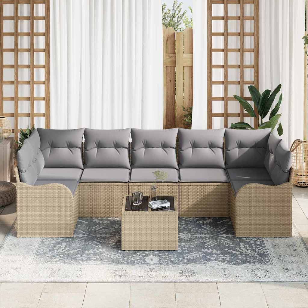 Havesofa Sæt 8 stk. 7-Antal sæder Beige polyrattan