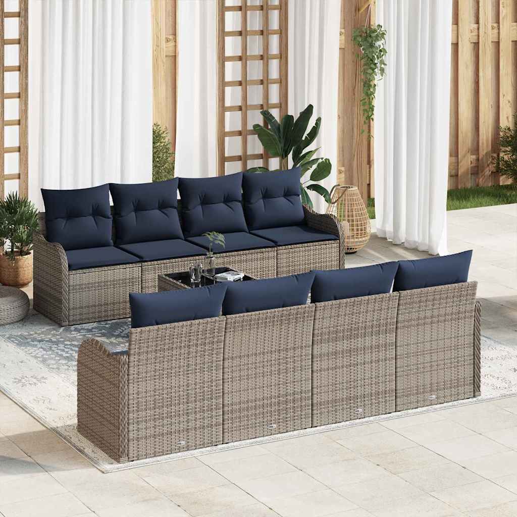 Sofa Sæt 9 stk. 8-Antal sæder Grå polyrattan