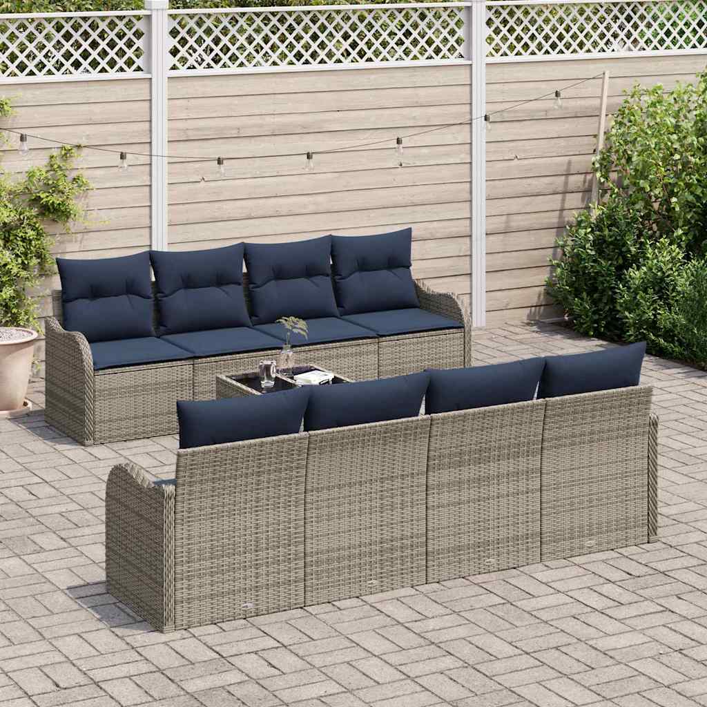 Sofa Sæt 9 stk. 8-Antal sæder Grå polyrattan
