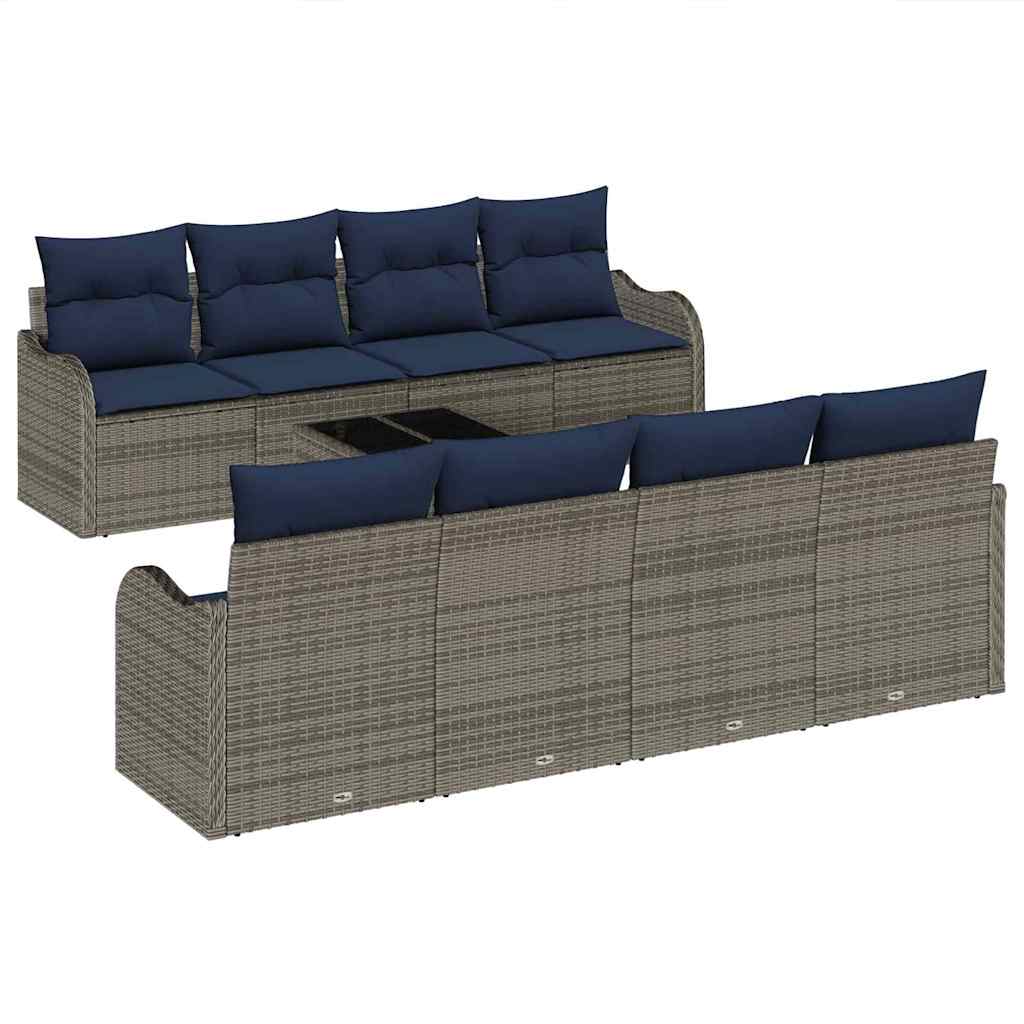 Sofa Sæt 9 stk. 8-Antal sæder Grå polyrattan