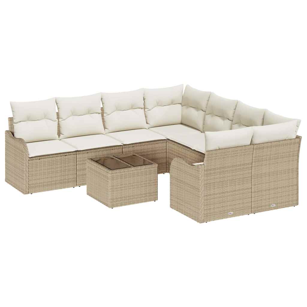 Havesofa Sæt 9 stk. 8-Antal sæder Beige polyrattan