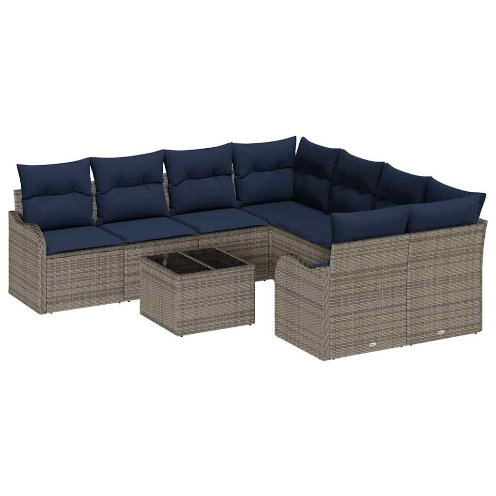 Havesofa Sæt 9 stk. 8-Antal sæder Grå polyrattan