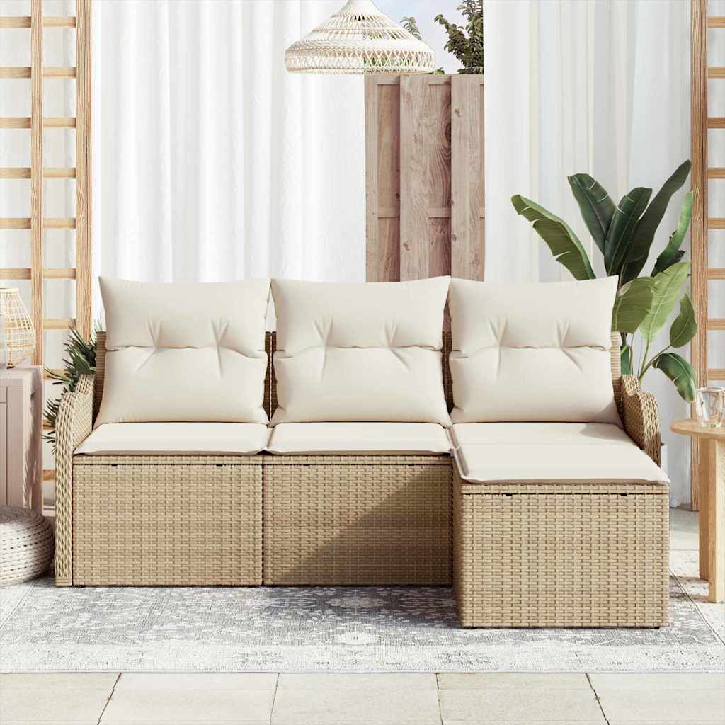Havesofa Sæt 4 stk. Beige polyrattan