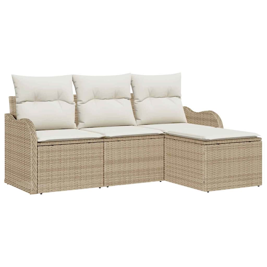 Havesofa Sæt 4 stk. Beige polyrattan