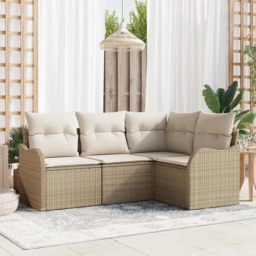Havesofa Sæt 4 stk. Beige polyrattan