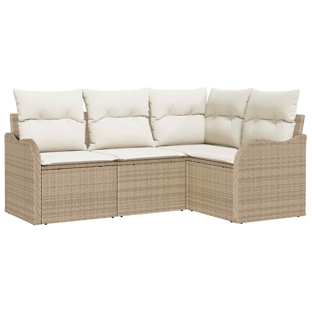 Havesofa Sæt 4 stk. Beige polyrattan