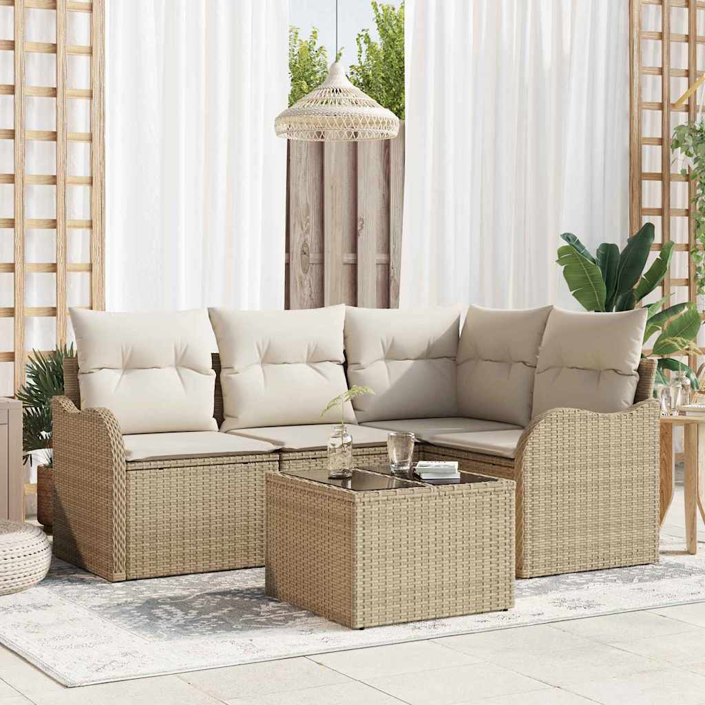 Havesofa Sæt 5 stk. Beige polyrattan