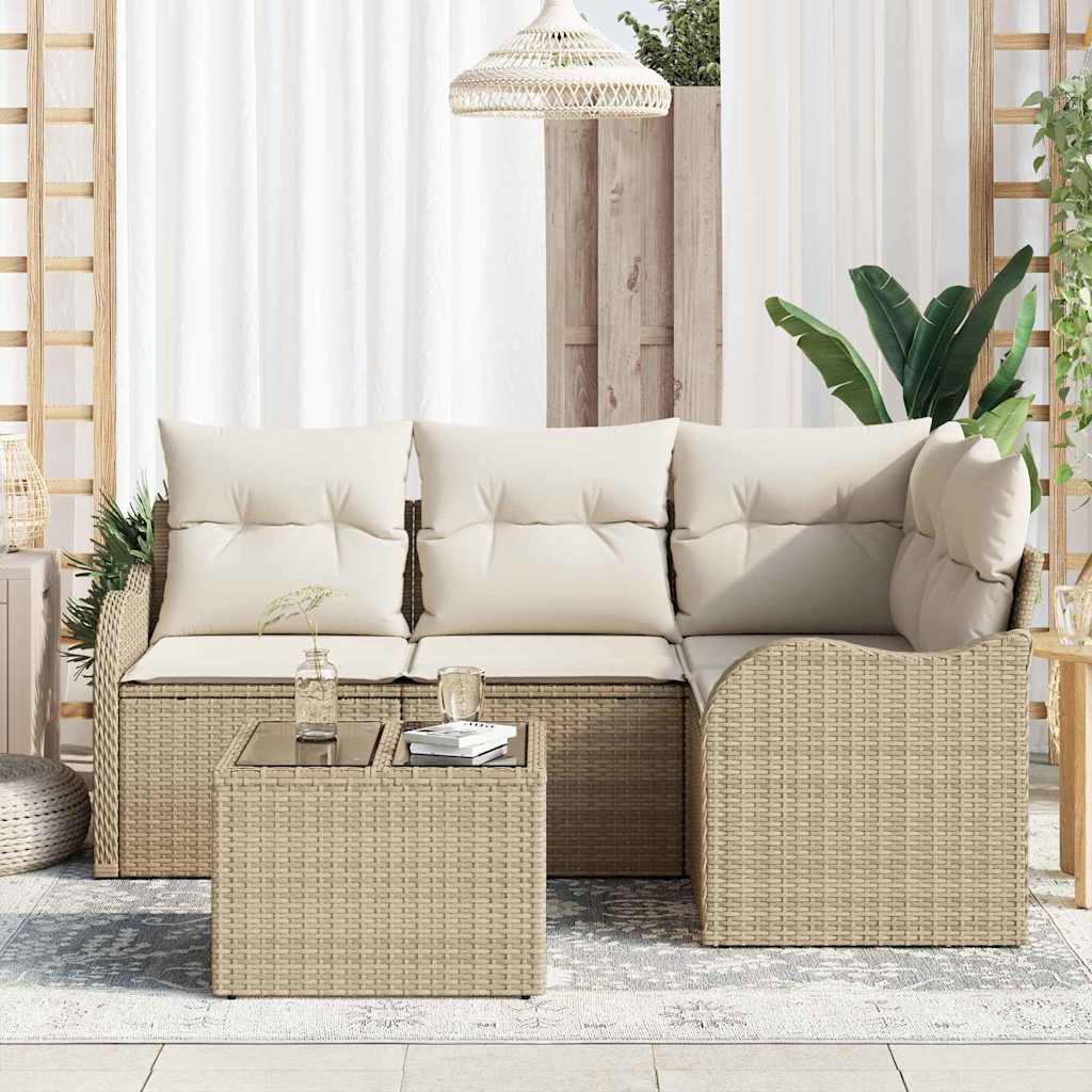 Havesofa Sæt 5 stk. Beige polyrattan