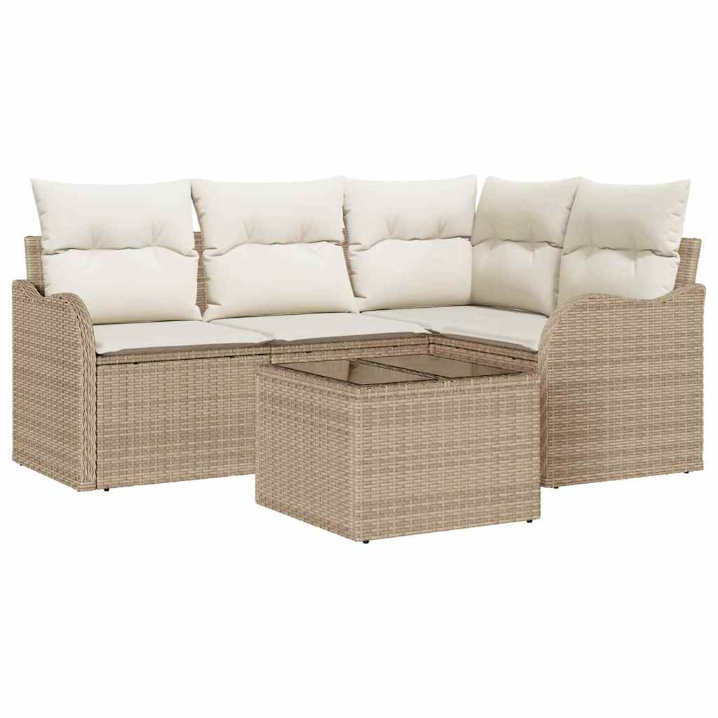 Havesofa Sæt 5 stk. Beige polyrattan