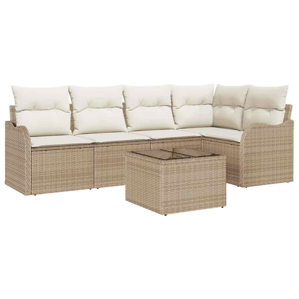 Havesofa Sæt 6 stk. Beige polyrattan