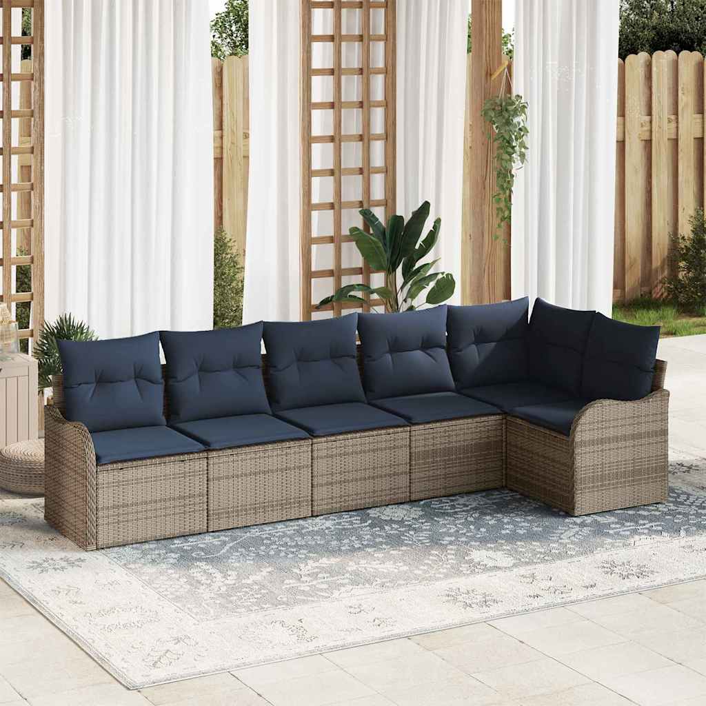 Havesofa Sæt 6 stk. Grå polyrattan