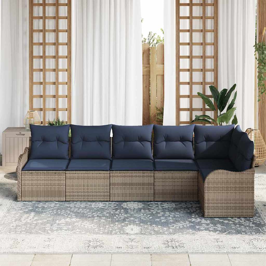 Havesofa Sæt 6 stk. Grå polyrattan