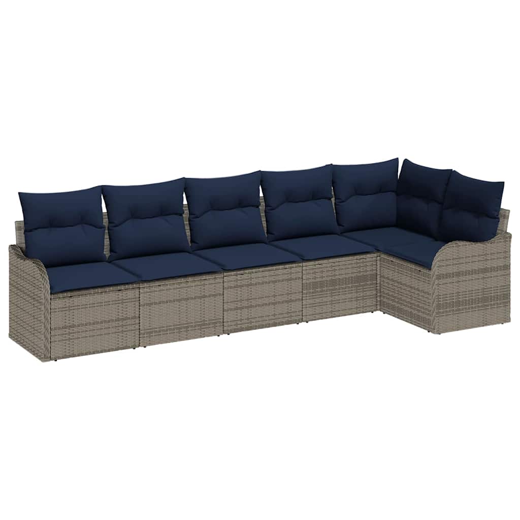 Havesofa Sæt 6 stk. Grå polyrattan