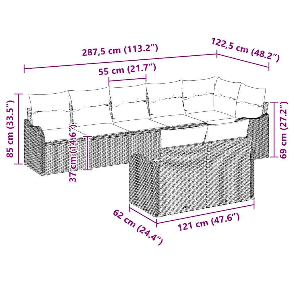 Havesofa Sæt 8 stk. Beige polyrattan