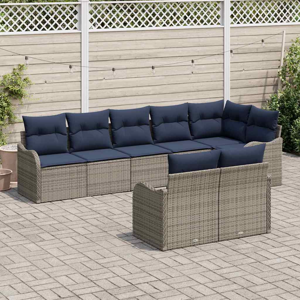 Havesofa Sæt 8 stk. Grå polyrattan