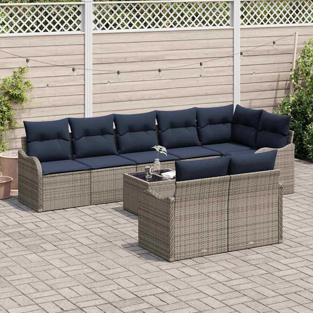 Havesofa Sæt 9 stk. Grå polyrattan