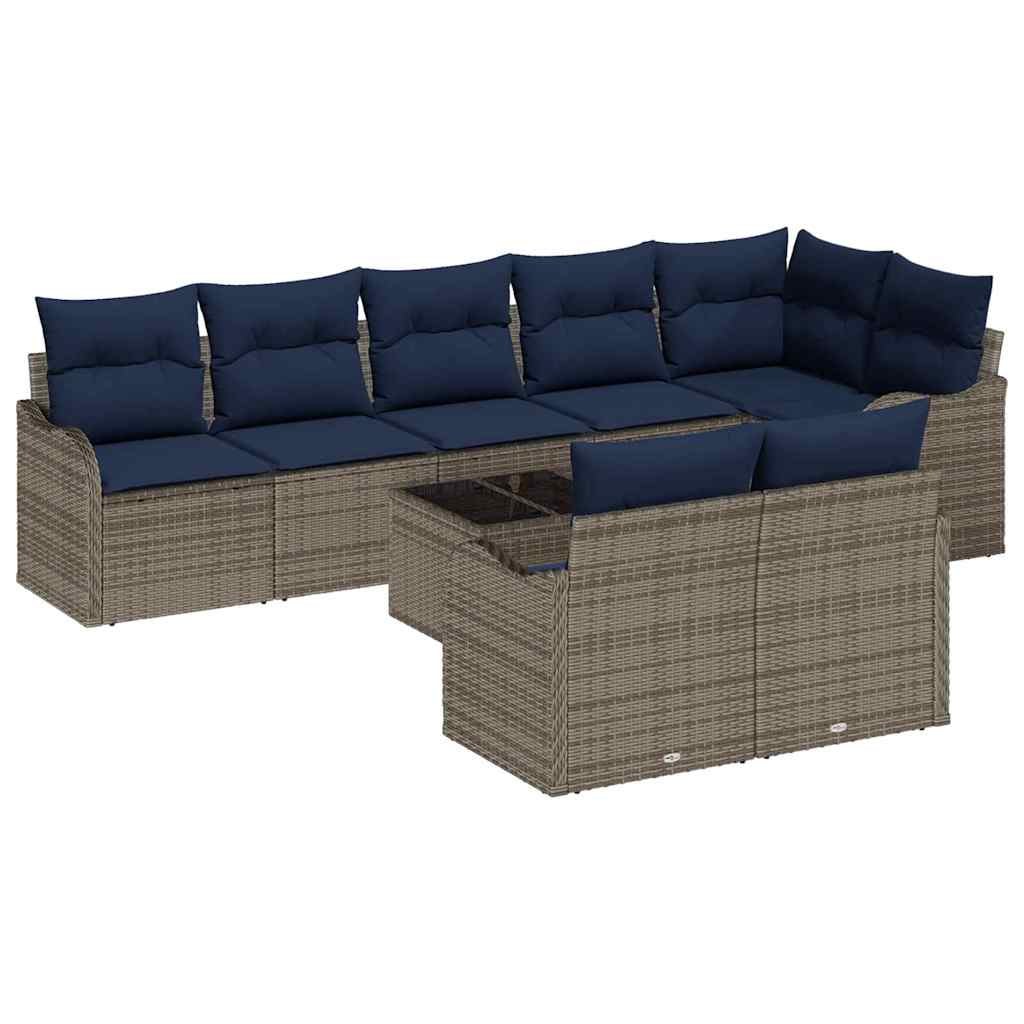 Havesofa Sæt 9 stk. Grå polyrattan