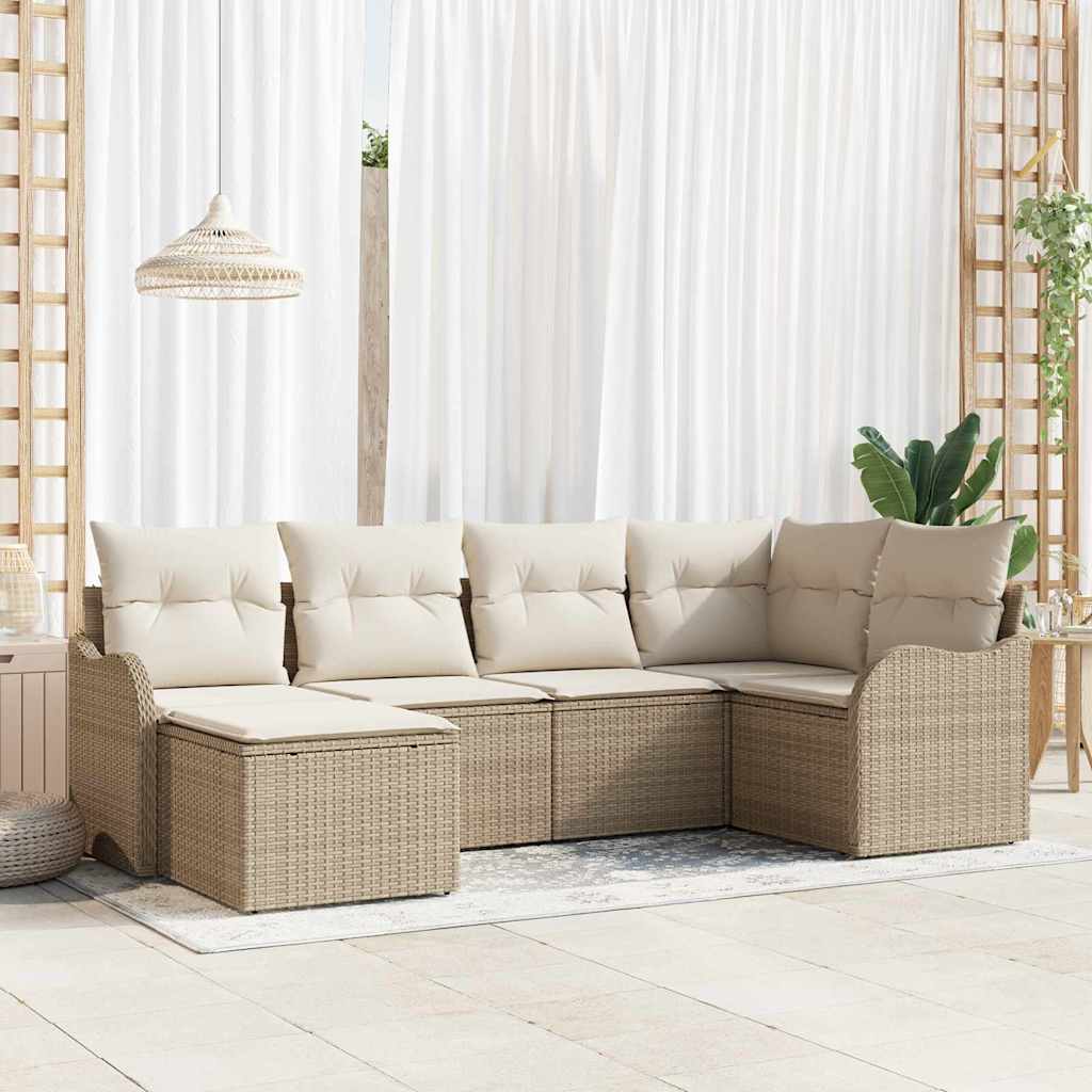 Havesofa Sæt 6 stk. Beige polyrattan