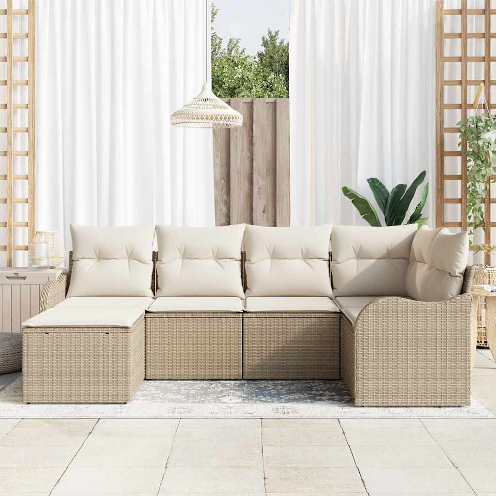 Havesofa Sæt 6 stk. Beige polyrattan