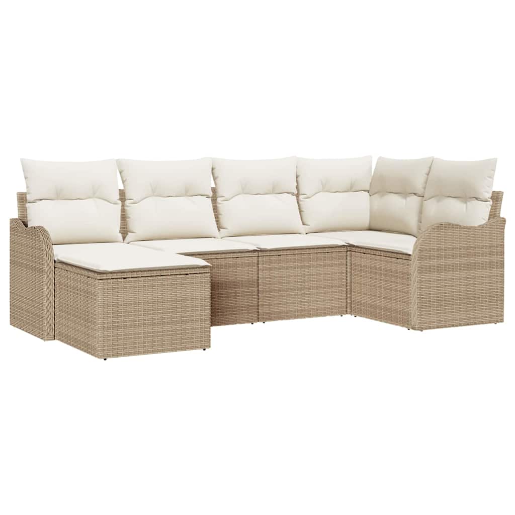 Havesofa Sæt 6 stk. Beige polyrattan