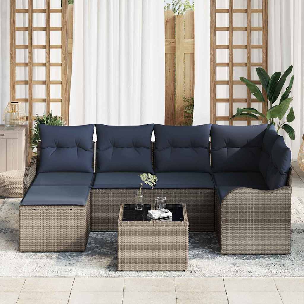 Havesofa Sæt 7 stk. Grå polyrattan