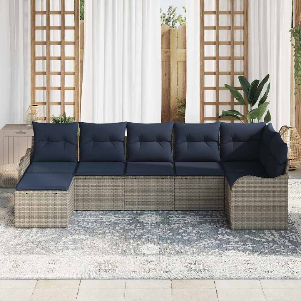 Havesofa Sæt 7 stk. Grå polyrattan