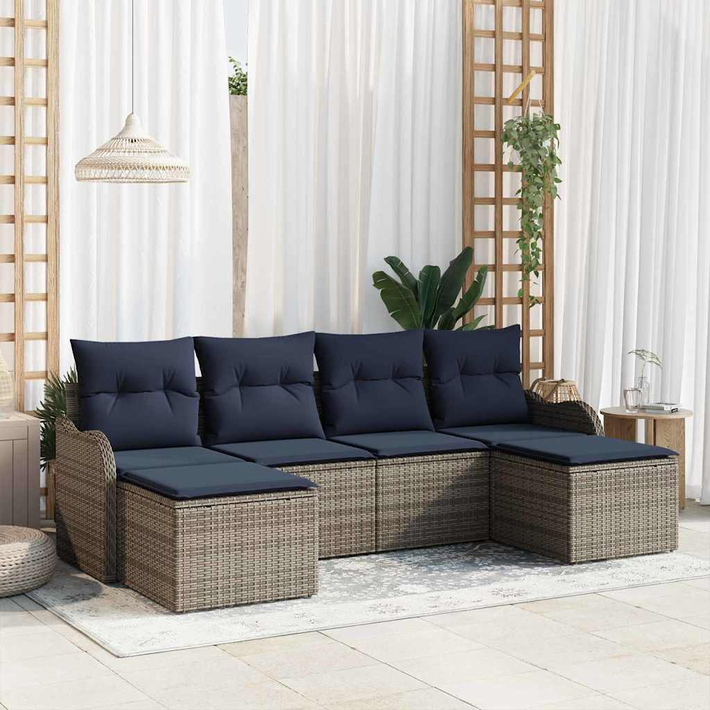 Sofa Sæt 6 stk. Grå Polyester