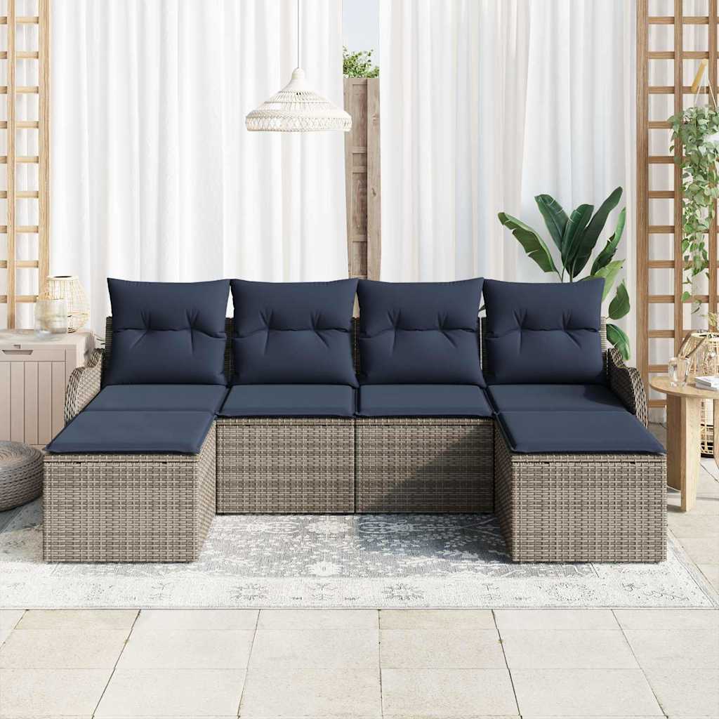 Sofa Sæt 6 stk. Grå Polyester