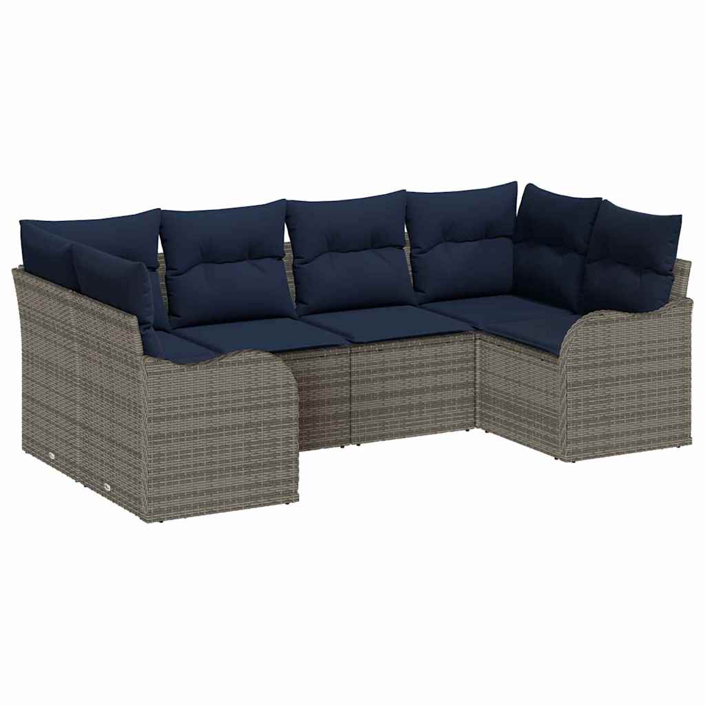 Sofa Sæt 6 stk. Grå [Syntetisk]: Poly Rattan