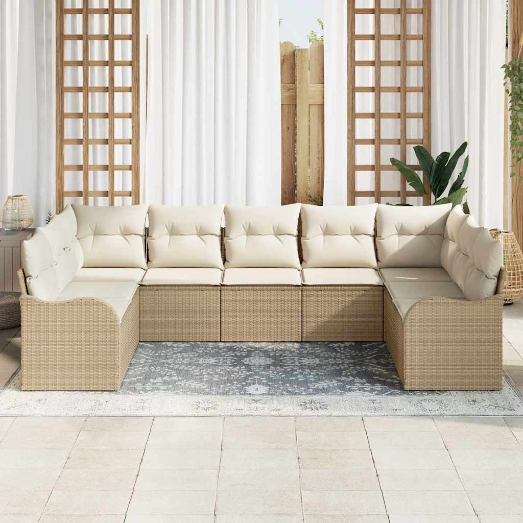 Havesofa Sæt 9 stk. Beige polyrattan