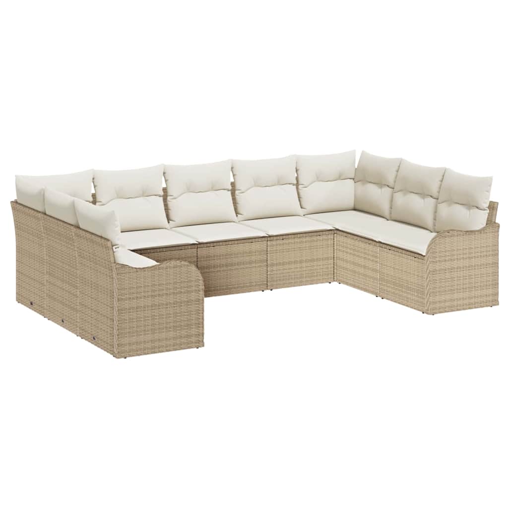 Havesofa Sæt 9 stk. Beige polyrattan