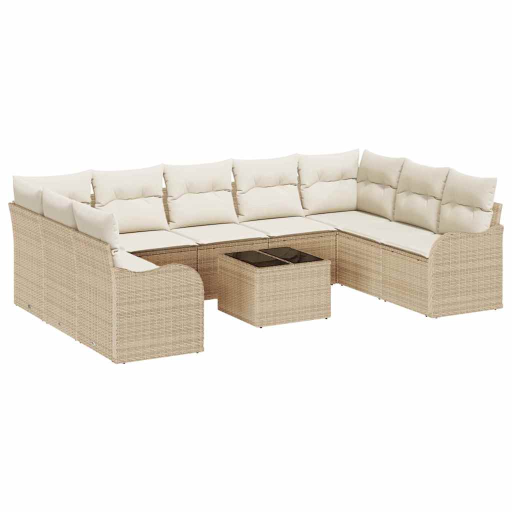 Havesofa Sæt 10 stk. Beige polyrattan