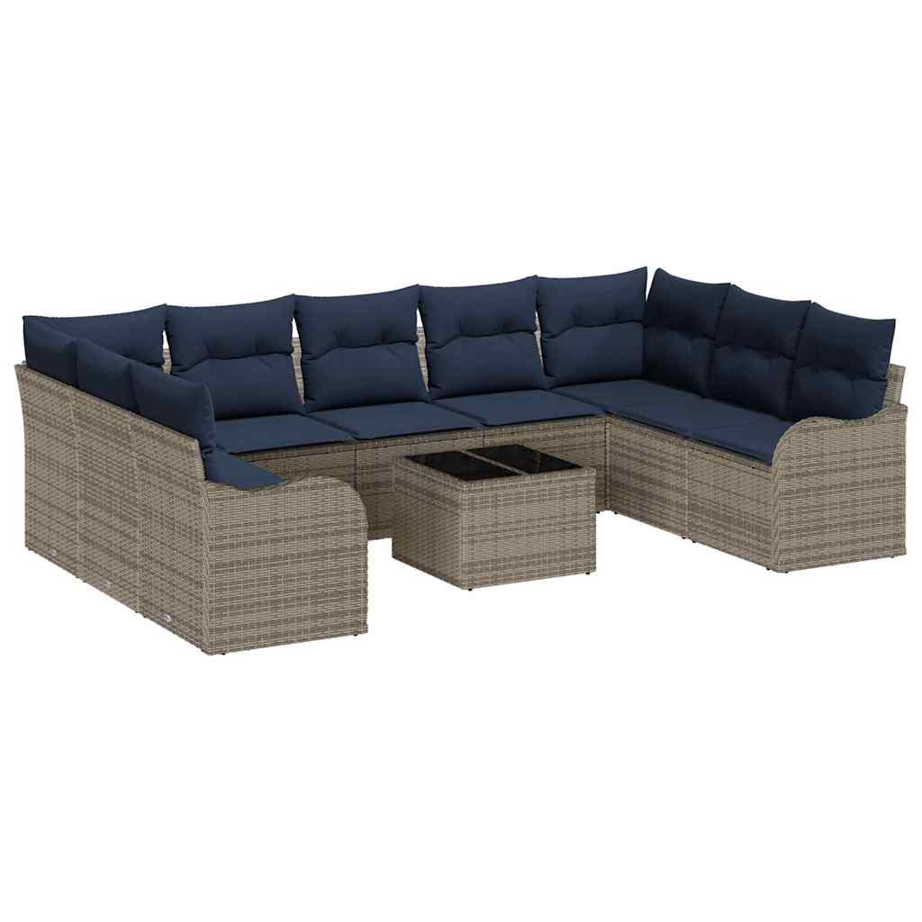 Havesofa Sæt 10 stk. Grå polyrattan