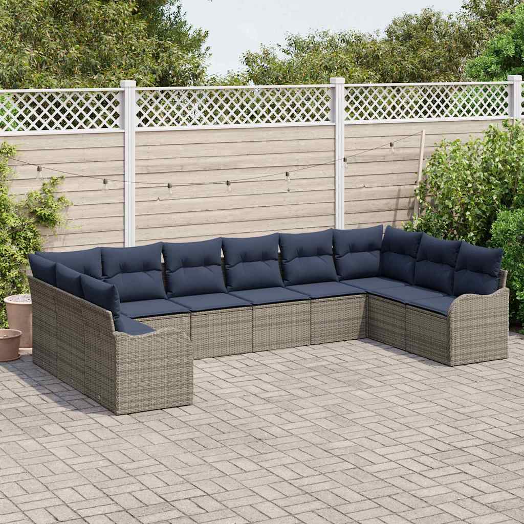 Sofa Sæt 10 stk. Grå Polyester