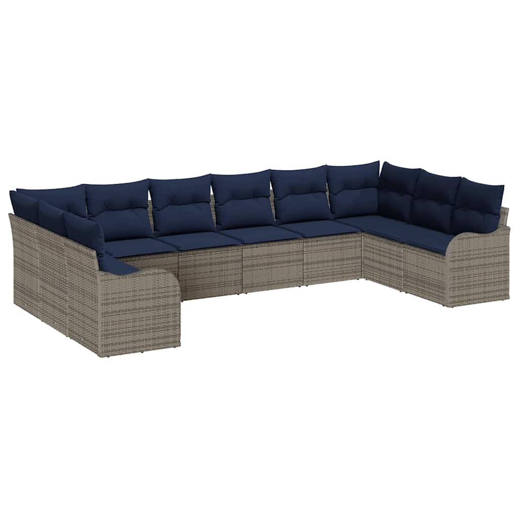 Sofa Sæt 10 stk. Grå Polyester