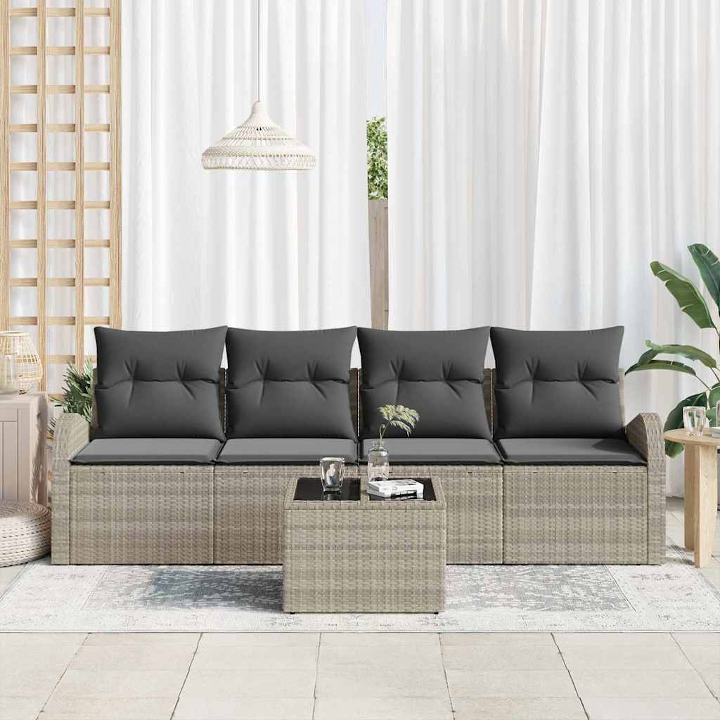 Havesofa Sæt Lysegrå 55 x 55 x 37 cm polyrattan