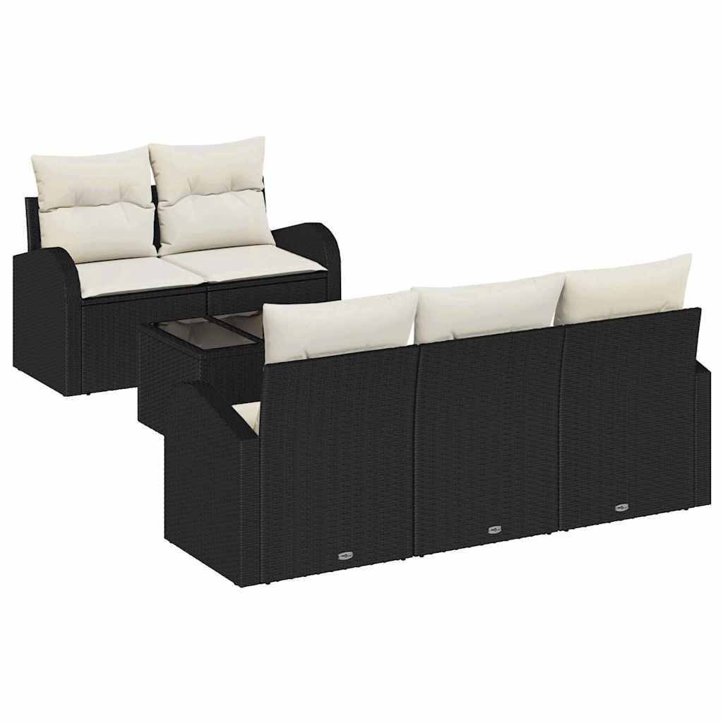 Havesofa Sæt 6 stk. Sort polyrattan