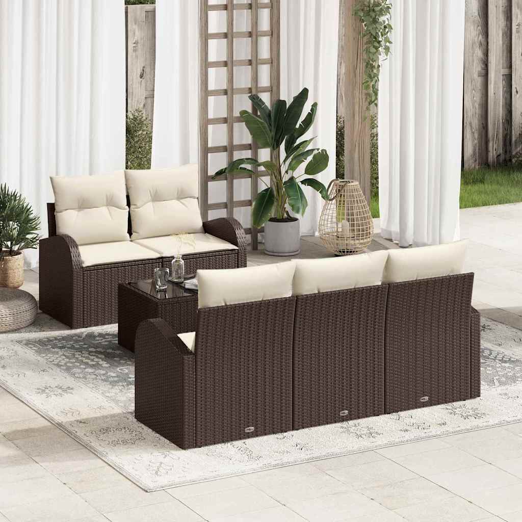 Havesofa Sæt 6 stk. Brun polyrattan