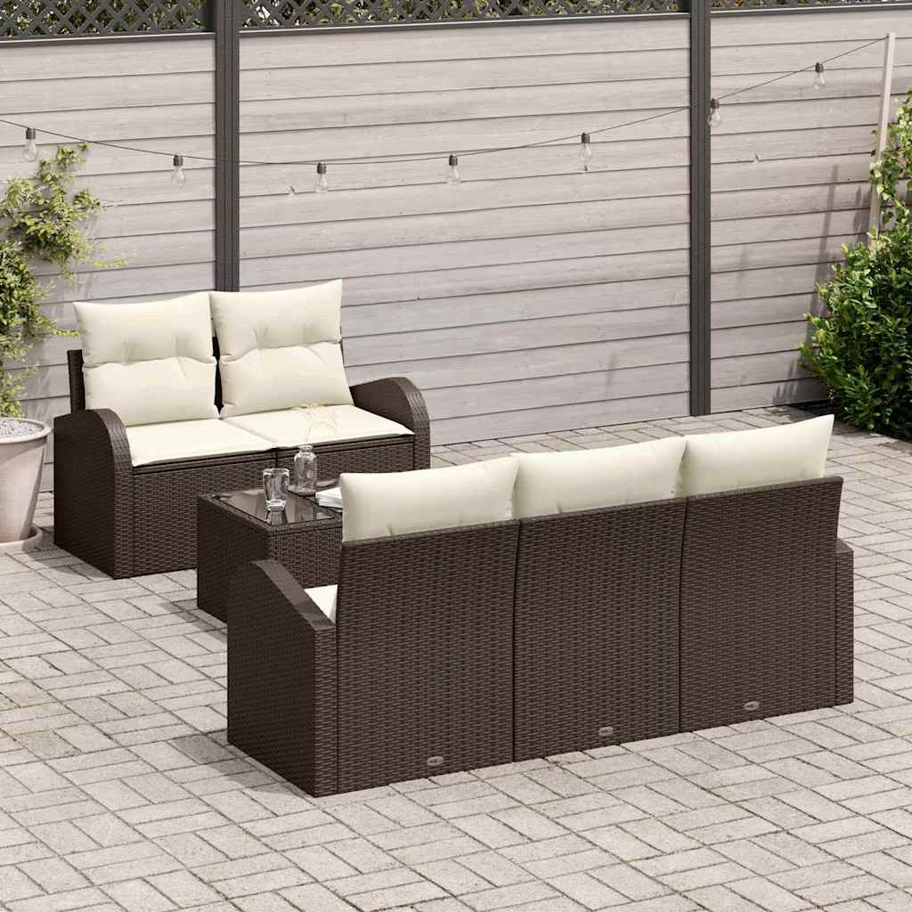 Havesofa Sæt 6 stk. Brun polyrattan