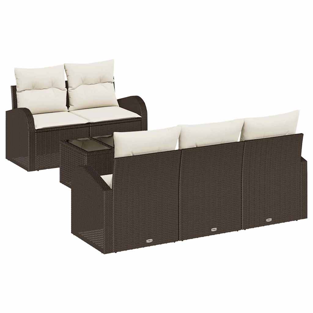 Havesofa Sæt 6 stk. Brun polyrattan
