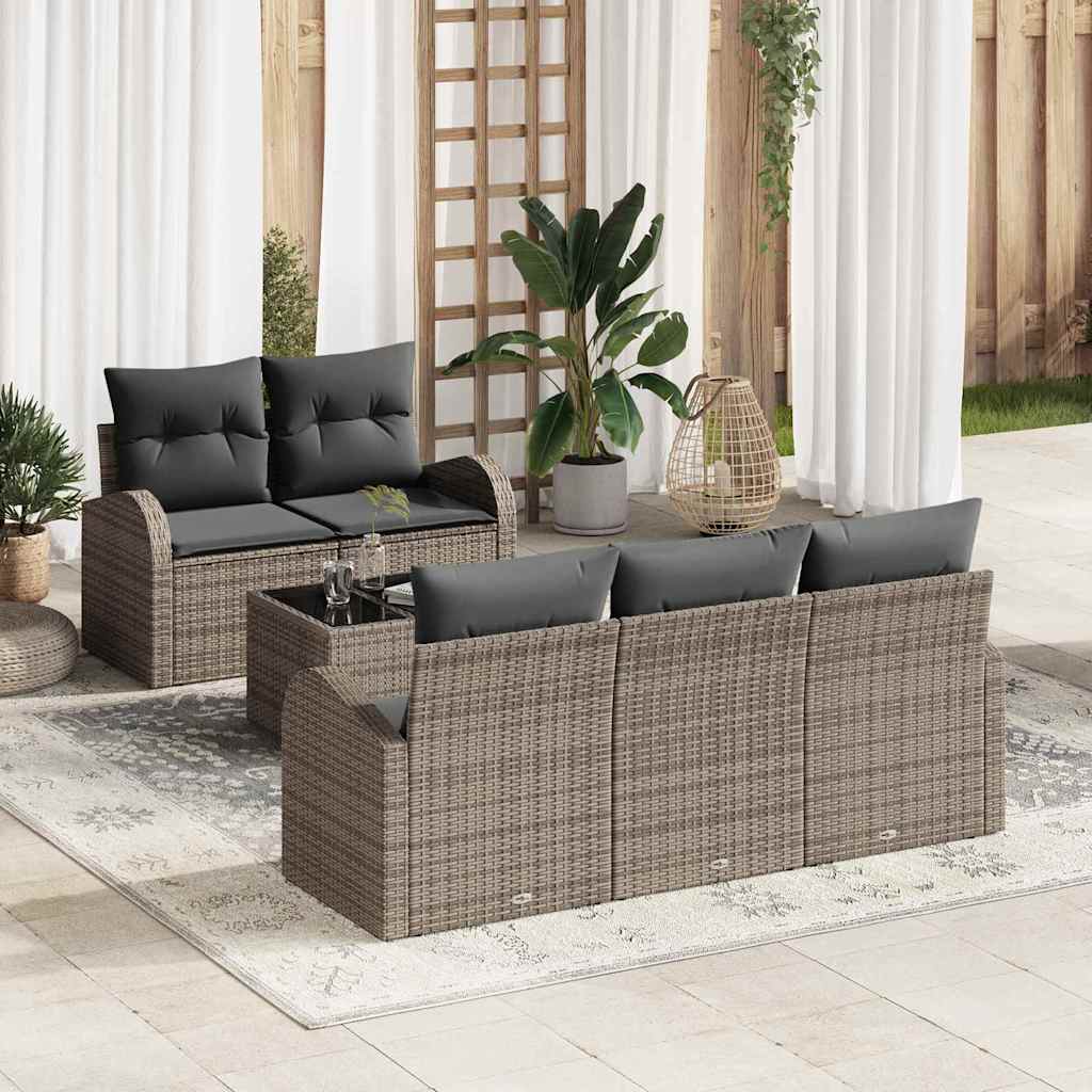 Havesofa Sæt 6 stk. Grå polyrattan