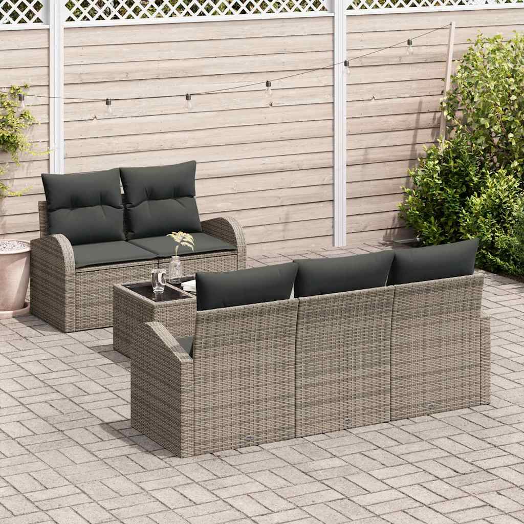 Havesofa Sæt 6 stk. Grå polyrattan