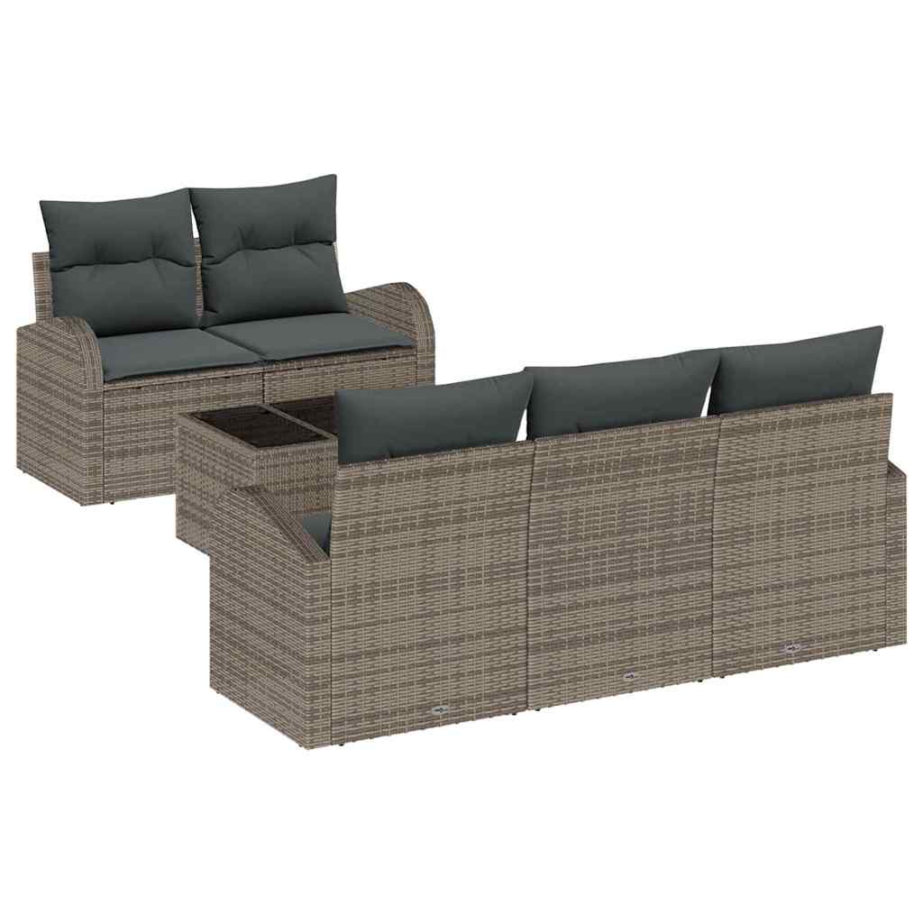 Havesofa Sæt 6 stk. Grå polyrattan
